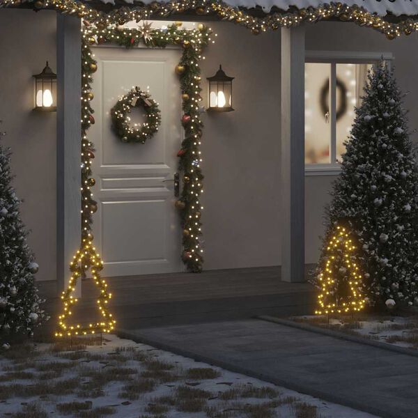 vidaXL Decorazione Luminosa Natalizia con Picchetti Albero 80LED 60cm