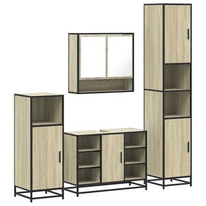 vidaXL Set Mobili da Bagno 4 pz Rovere Sonoma in Legno Multistrato