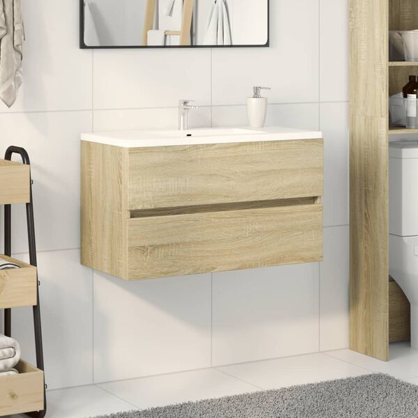 vidaXL Mobile Lavabo Rovere Sonoma 80x38,5x45 cm in Legno Multistrato
