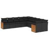 vidaXL Set Divani da Giardino 10pz con Cuscini in Polyrattan Nero