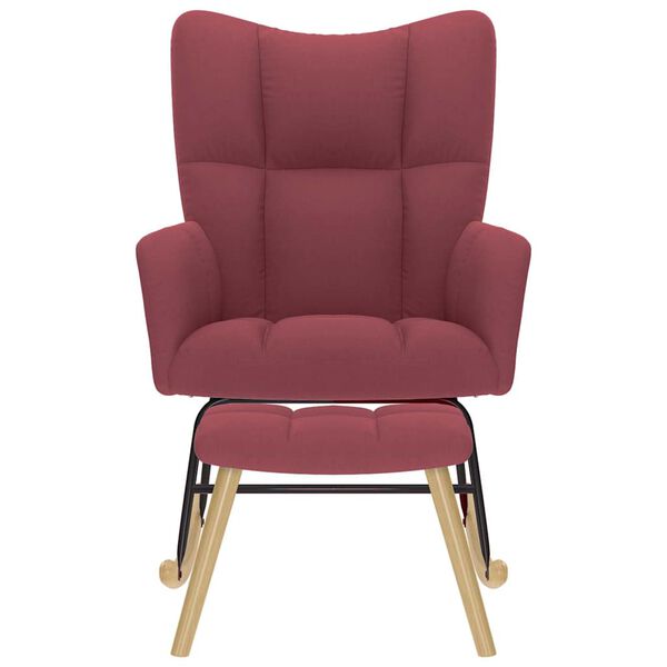 vidaXL Poltrona a Dondolo con poggiapiedi Rosso vino in Tessuto