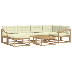 vidaXL Set di divani da esterno 7 pz Bianco e Crema