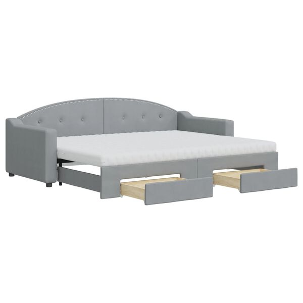 vidaXL Divano Letto Estraibile Cassetti Grigio Chiaro 80x200cm Tessuto