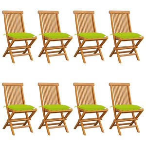 vidaXL Sedie da Giardino e Cuscini Verde Brillante 8 pz Massello Teak