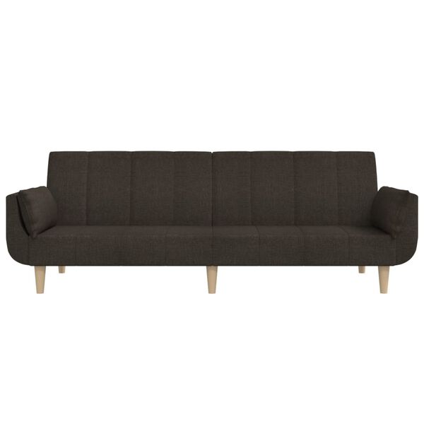 vidaXL Divano Letto a 2 Posti con 2 Cuscini Marrone Scuro in Tessuto