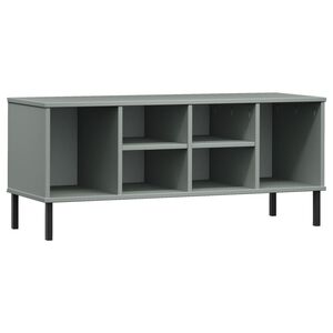 vidaXL Scarpiera Gambe Metallo Grigio 106x35x45cm Legno Massello OSLO