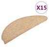 vidaXL Tappetini per scale 15 pz 56x17x3 cm Marrone chiaro Semicircolari
