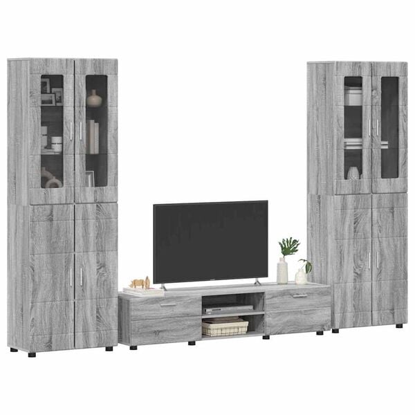 vidaXL Set mobile TV con porta FLORIN Grigio Sonoma Legno multistrato