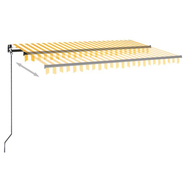 vidaXL Tenda da Sole Retrattile Manuale 450x300 cm Gialla e Bianca