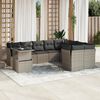 vidaXL Set Divano Giardino 10 pz con Cuscini Grigio Chiaro Polyrattan
