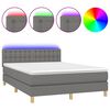 vidaXL Letto a Molle Materasso e LED Grigio Scuro 140x200cm in Tessuto