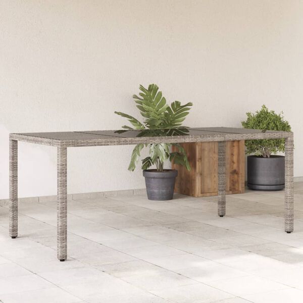 vidaXL Tavolo da Giardino Piano in Vetro Grigio 190x90x75cm Polyrattan