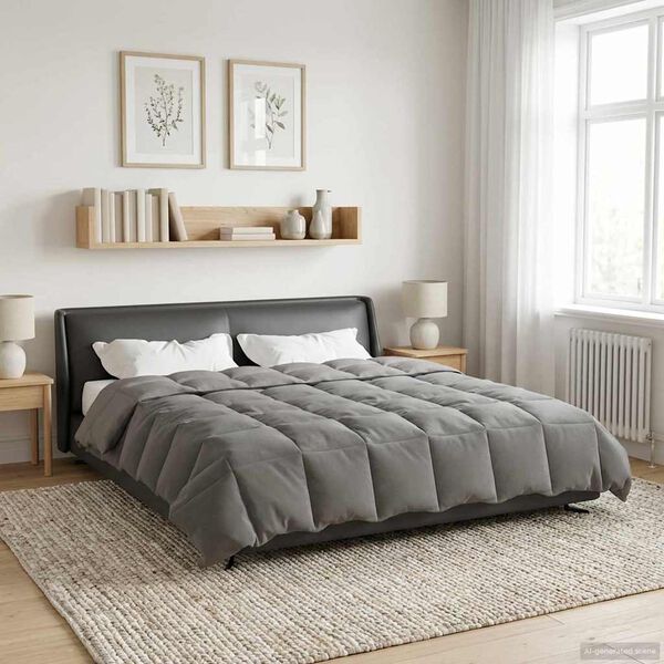 vidaXL Piumone Completo Annuale Grigio chiaro 240 x 260 cm Microfibra