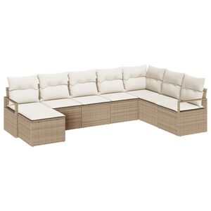 vidaXL Set di divani con cuscino 8 pcs Beige polyrattan