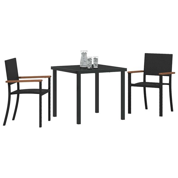 vidaXL Set da Pranzo per Giardino 3 pcs Nero