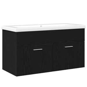 vidaXL Mobile da Bagno Rovere Nero 90 x 38,5 x 46 cm Legno multistrato