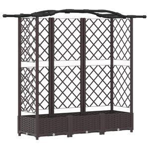 vidaXL Letto Rialzato con Griglia e Tetto Marrone 163 x 40 x 126 cm PP