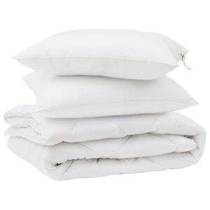 vidaXL Piumone con cuscino 3 pcs Bianco Microfibra