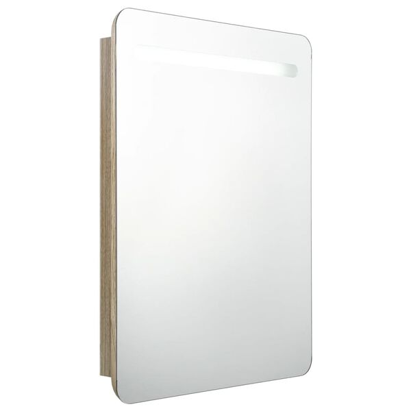vidaXL Armadietto Bagno con Specchio e LED Rovere 60x11x80 cm