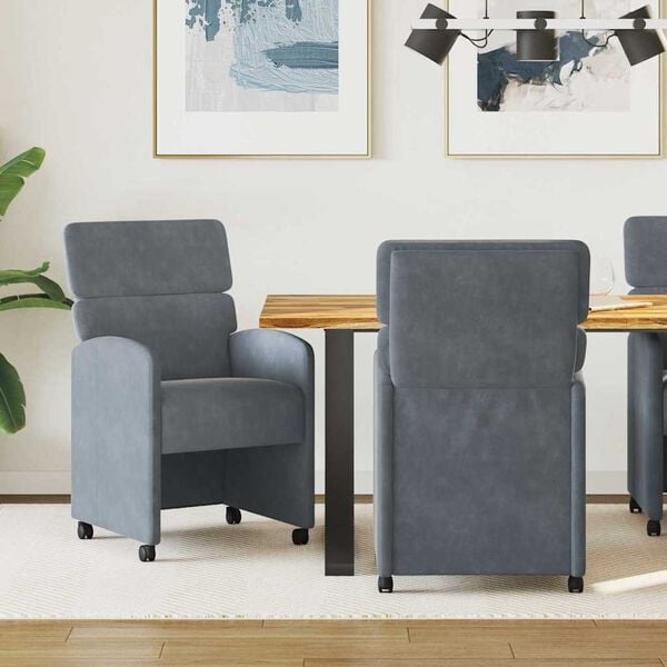vidaXL Sedie da Pranzo con Ruote 2 pcs Grigio scuro 58 x 65 x 98 cm
