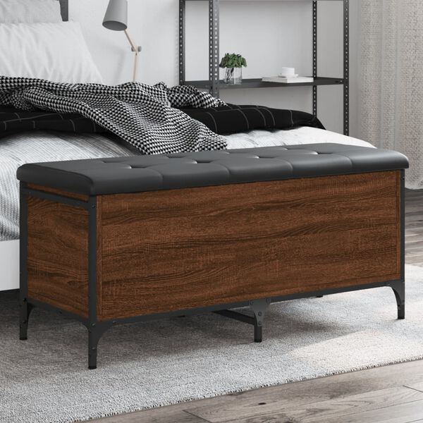 vidaXL Panca Portaoggetti Rovere Marrone 102x42x45cm Legno Multistrato