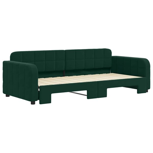 vidaXL Divano Letto con Letto Estraibile Verde Scuro 90x200cm Velluto
