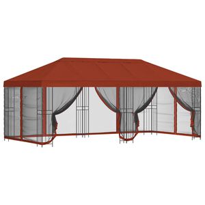 vidaXL Gazebo con pareti laterali 6 x 3 m Terracotta