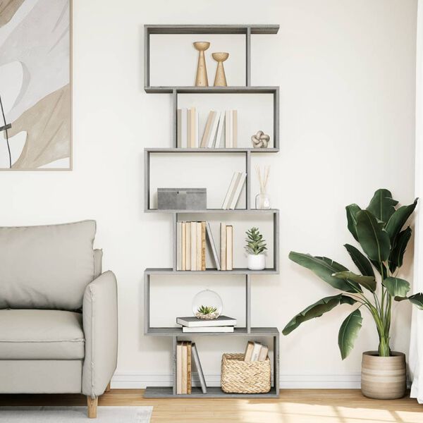 vidaXL Libreria Divisorio 6Piani Grigio Sonoma 70x24x193cm Truciolato