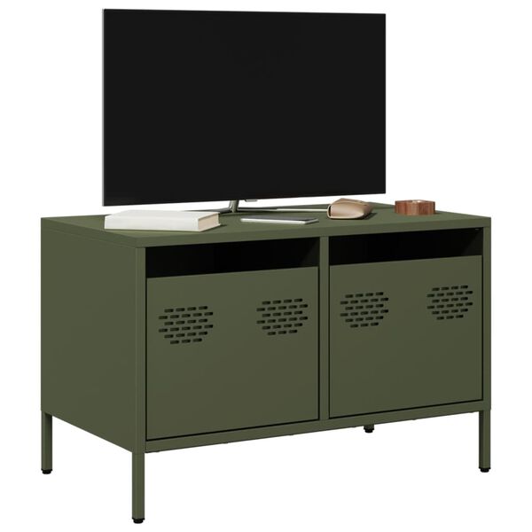 vidaXL Mobile TV Verde Oliva 68x39x43,5cm in Acciaio Laminato a Freddo