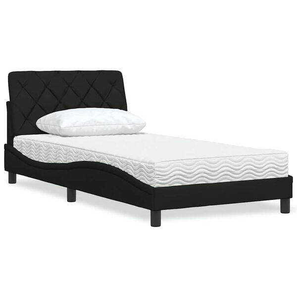 vidaXL Letto con Materasso Nero 100x200 cm in Tessuto