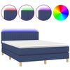 vidaXL Letto a Molle con Materasso e LED Blu 140x200 cm in Tessuto