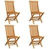 vidaXL Sedie da Giardino con Cuscini Antracite 4 pz Massello di Teak