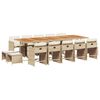 vidaXL Set da Pranzo da Giardino 15 pz con Cuscini Beige in Polyrattan