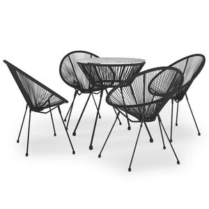 vidaXL Set da Pranzo per Giardino 5 pz in Rattan PVC Nero