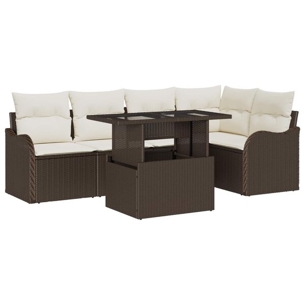 vidaXL Set Divano da Giardino 6 pcs Marrone Rattan in Polipropilene