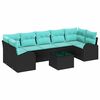 vidaXL Set Divano da Giardino 8 pz 7-Numero di posti Nero e Turchese