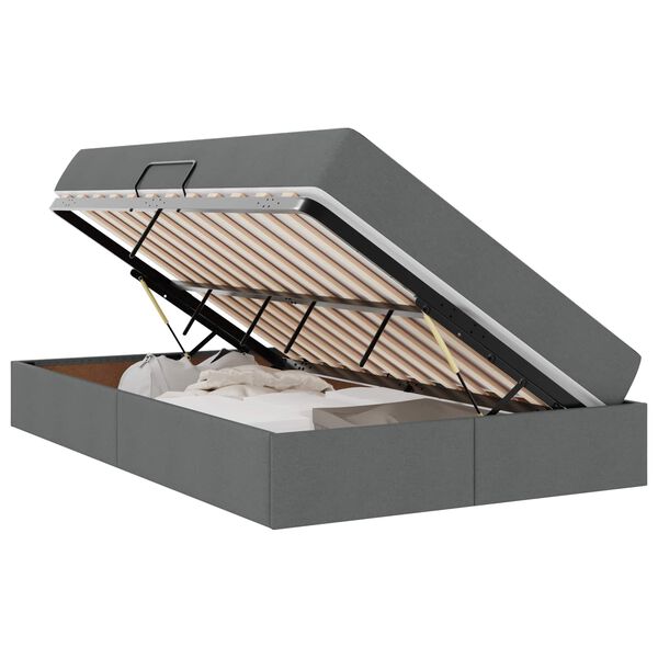 vidaXL Letto con contenitore e materasso Grigio scuro 120 x 190 cm