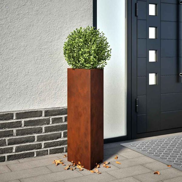 vidaXL Fioriere da Giardino 2 pz Triangolari 30x26x75cm Acciaio Corten
