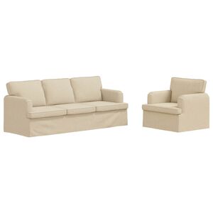 vidaXL Set di divani 2 pcs Crema 201 x 80 x 85 cm Tessuto