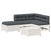 vidaXL Set Salotto Giardino 5pz con Cuscini Bianco Legno Massello Pino