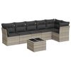 vidaXL Set Divani da Giardino 7pz con Cuscini Grigio Chiaro Polyrattan