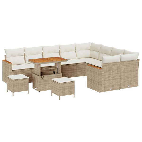 vidaXL Set Divano da Giardino 12 pcs Beige Rattan in Polipropilene