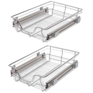 vidaXL Cestelli a Rete Scorrevoli 2 pz Argento 400 mm