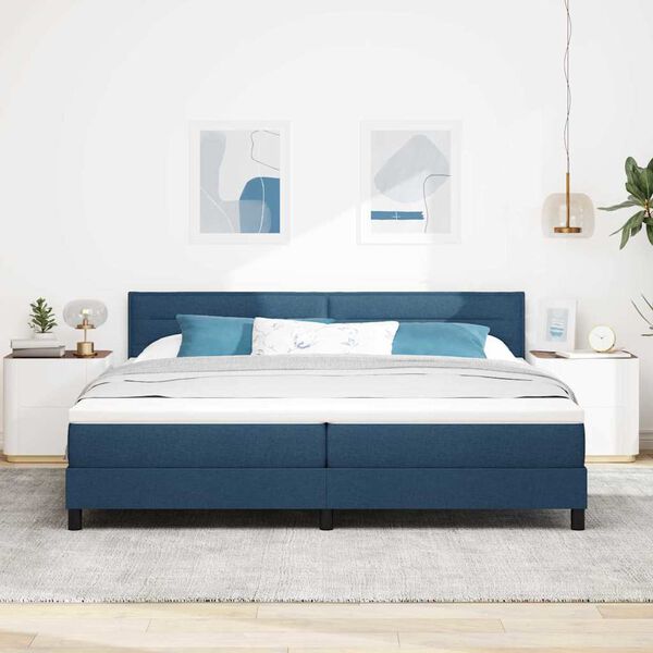 vidaXL Letto a molle con materasso Blu 200 x 200 cm Tessuto