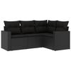 vidaXL Set Divani da Giardino 4 pz con Cuscini Nero in Polyrattan