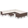 vidaXL Set Divani da Giardino 12 pz con Cuscini in Polyrattan Marrone