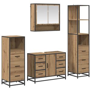vidaXL Set di mobili per il bagno 4 pz Rovere artigianale