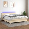 vidaXL Letto a Molle con Materasso e LED Crema 180x200 cm in Tessuto