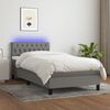 vidaXL Letto a Molle Materasso e LED Grigio Scuro 90x190 cm in Tessuto