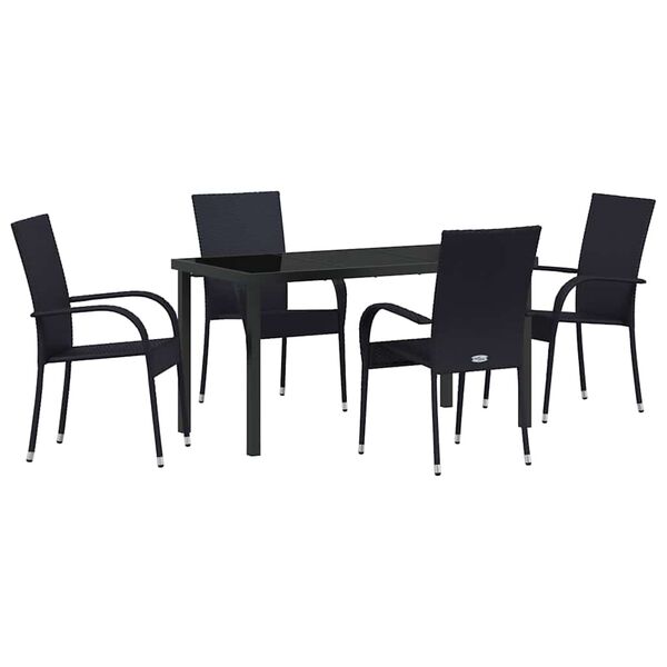 vidaXL Set da Pranzo per Giardino 5 pcs Nero
